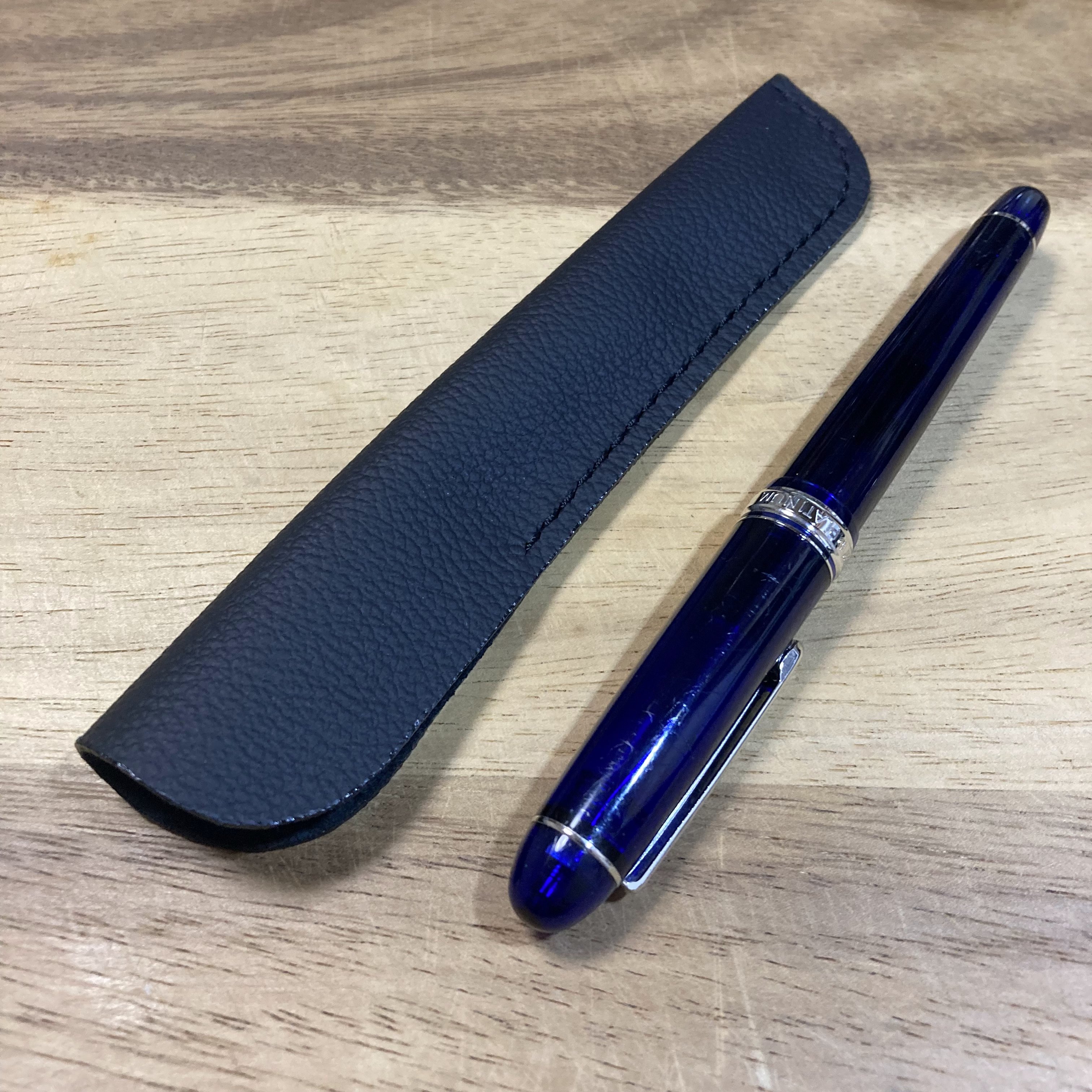 本革ペンケース 1本差し ブラック 選べるステッチ ハンドメイド